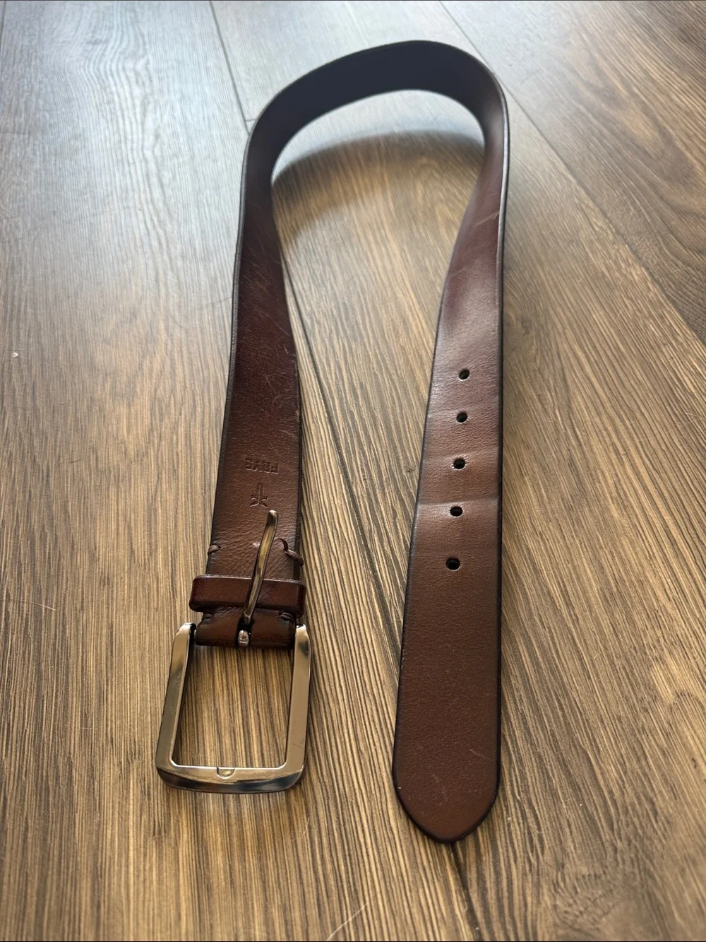 Frye Brown Genuine Leather Belt Gunmetal Buckle Size L